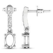 Bids.com 0.14 Carat Genuine White Diamond 14K White Gold Semi Mount Earrings - holds 7x5mm Oval Gemstones Earrings