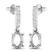 Bids.com 0.14 Carat Genuine White Diamond 14K White Gold Semi Mount Earrings - holds 7x5mm Oval Gemstones Earrings