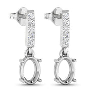 Bids.com 0.14 Carat Genuine White Diamond 14K White Gold Semi Mount Earrings - holds 7x5mm Oval Gemstones Earrings