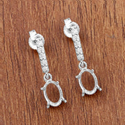 Bids.com 0.14 Carat Genuine White Diamond 14K White Gold Semi Mount Earrings - holds 7x5mm Oval Gemstones Earrings