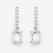Bids.com 0.14 Carat Genuine White Diamond 14K White Gold Semi Mount Earrings - holds 7x5mm Oval Gemstones Earrings