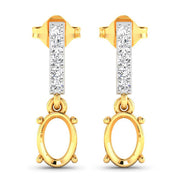 Bids.com 0.14 Carat Genuine White Diamond 14K Yellow Gold Semi Mount Earrings - holds 7x5mm Oval Gemstones Earrings