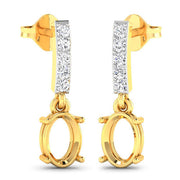 Bids.com 0.14 Carat Genuine White Diamond 14K Yellow Gold Semi Mount Earrings - holds 7x5mm Oval Gemstones Earrings