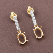 Bids.com 0.14 Carat Genuine White Diamond 14K Yellow Gold Semi Mount Earrings - holds 7x5mm Oval Gemstones Earrings