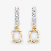 Bids.com 0.14 Carat Genuine White Diamond 14K Yellow Gold Semi Mount Earrings - holds 7x5mm Oval Gemstones Earrings
