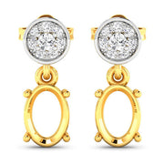 Bids.com 0.11 Carat Genuine White Diamond 14K Yellow Gold Semi Mount Earrings - holds 7x5mm Oval Gemstones Earrings