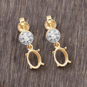 Bids.com 0.11 Carat Genuine White Diamond 14K Yellow Gold Semi Mount Earrings - holds 7x5mm Oval Gemstones Earrings