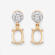 Bids.com 0.11 Carat Genuine White Diamond 14K Yellow Gold Semi Mount Earrings - holds 7x5mm Oval Gemstones Earrings
