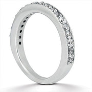 Bids.com 14k White Gold Pave Diamond Wedding Ring Band Set 1/2 Around Rings