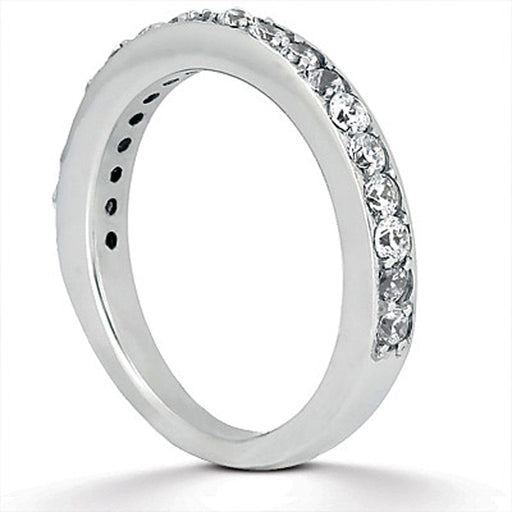 Bids.com 14k White Gold Pave Diamond Wedding Ring Band Set 1/2 Around Rings
