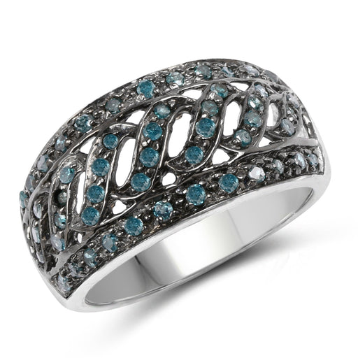 Bids.com 0.60 Carat Genuine Blue Diamond .925 Sterling Silver Ring Rings
