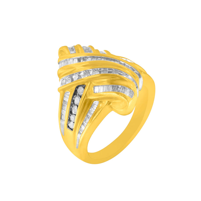Bids.com 10K Yellow Gold Diamond Bypass Ring (1.0 cttw, H-I Color, I2-I3 Clarity) Rings