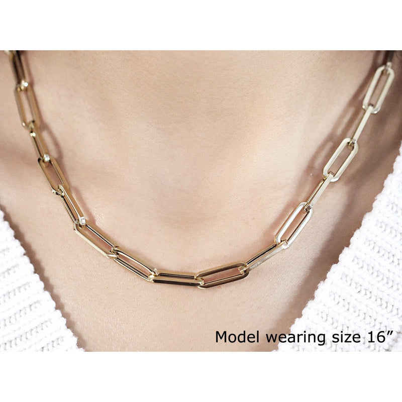 Bids.com 14K Yellow Gold Wide Paperclip Chain (6.1mm) Necklaces