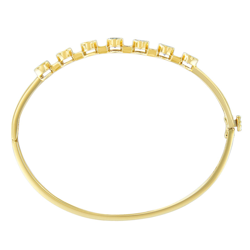 Bids.com 14K Yellow Gold Alternating Bezel Set 5MM Oval Shaped Tanzanite and 1/5 Cttw Diamond Bangle Bracelet (H-I Color, VS2-SI1 Clarity) - Fit's wrists up to 7.25" Inches Bracelets
