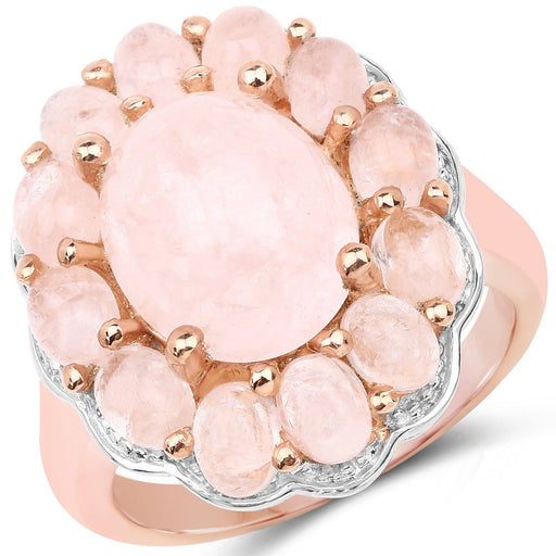 Bids.com 14K Rose Gold Plated 6.76 Carat Genuine Morganite .925 Sterling Silver Ring Rings