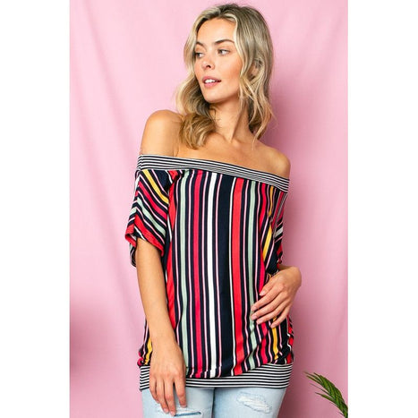 Multi Stripe Off Shoulder Top