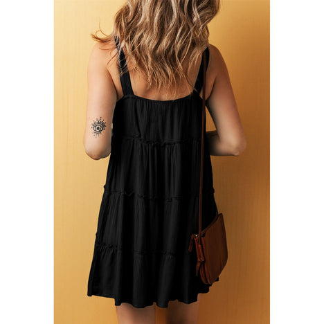 Round Neck Wide Strap Mini Dress