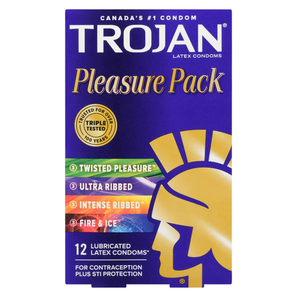 Trojan Trojan Pleasure Pack Assorted Lubricated Condoms 12-Count Condoms Dark Slate Blue