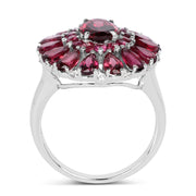 Bids.com 6.19 Carat Genuine Rhodolite and White Topaz .925 Sterling Silver Ring Rings