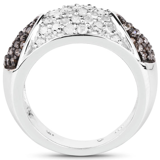Bids.com 0.94 Carat Genuine Champagne Diamond and White Diamond .925 Sterling Silver Ring Rings