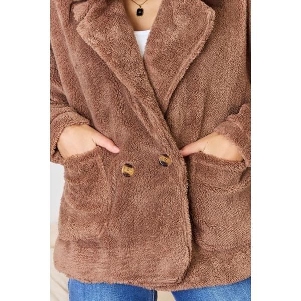 Culture Code Double Breasted Fuzzy Coat