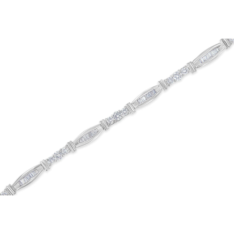 Bids.com 10K White Gold Geometric Pattern Diamond Tennis Bracelet (3 cttw, H-I Color, SI2-I1 Clarity) Bracelets