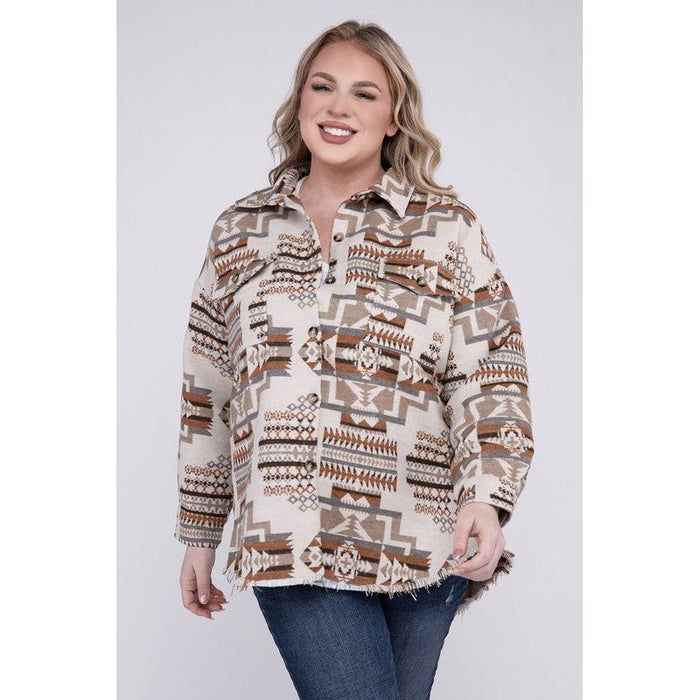 Plus Size Aztec Western Shacket