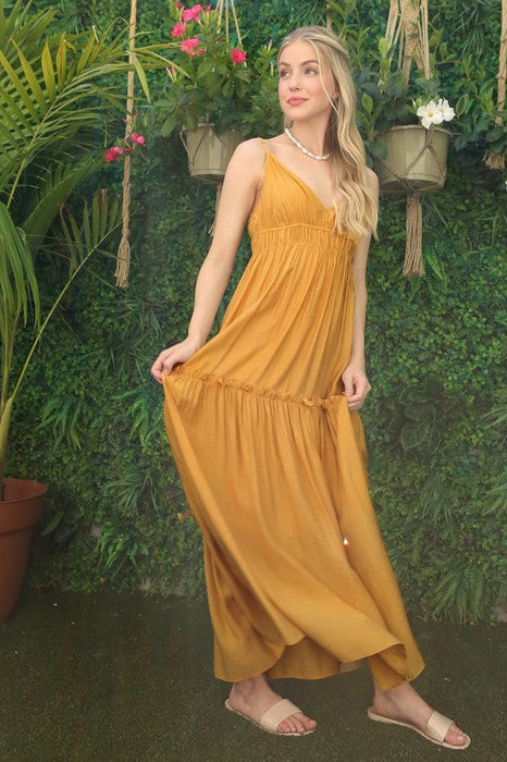 Lilou Low Cut Mustard Yellow Tank Dress