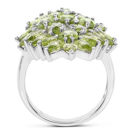 Bids.com 8.89 Carat Genuine Peridot .925 Sterling Silver Ring Rings White Smoke size 7.00,size 8.00,size 9.00,size 6.00