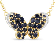 Bids.com 3.83 Carat Genuine Blue Sapphire and White Zircon .925 Sterling Silver Pendant Pendants