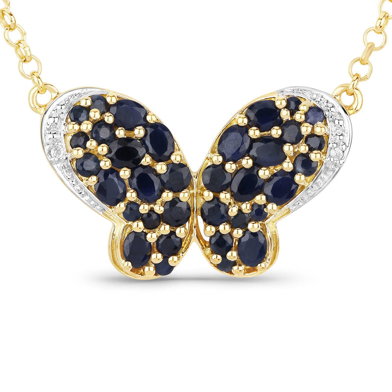 Bids.com 3.83 Carat Genuine Blue Sapphire and White Zircon .925 Sterling Silver Pendant Pendants