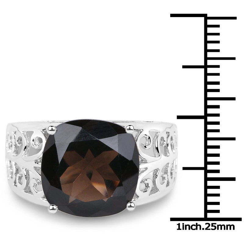 Bids.com 7.09 Carat Genuine Smoky Quartz .925 Sterling Silver Ring Rings