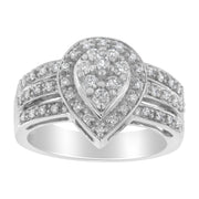 Bids.com 10K White Gold Round Cut Diamond Teardrop Ring (1/2 Cttw, H-I Color, SI2-I1 Clarity) - Size 6-1/2 Rings