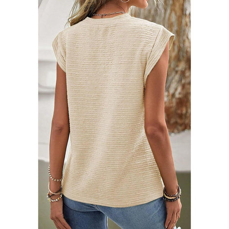 Round Neck Cap Sleeve Blouse