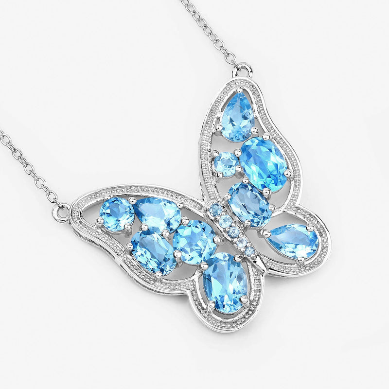 Bids.com 5.54 Carat Genuine Swiss Blue Topaz .925 Sterling Silver Necklace Necklaces