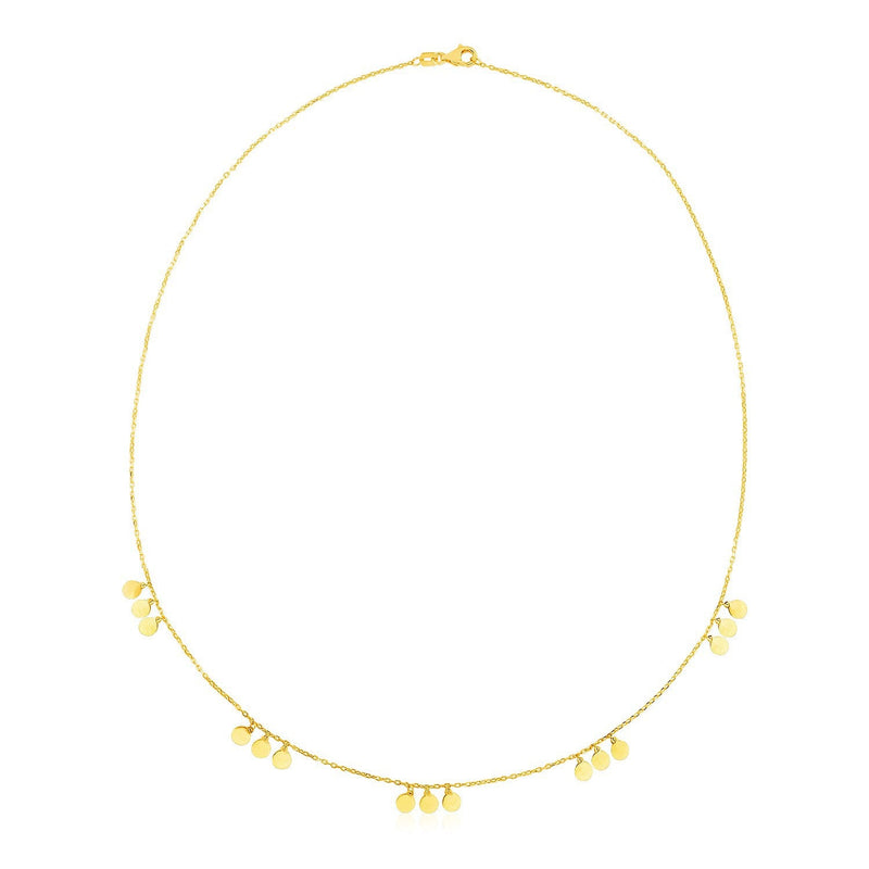 Bids.com 14k Yellow Gold Necklace with Circle Dangle Stations Necklaces