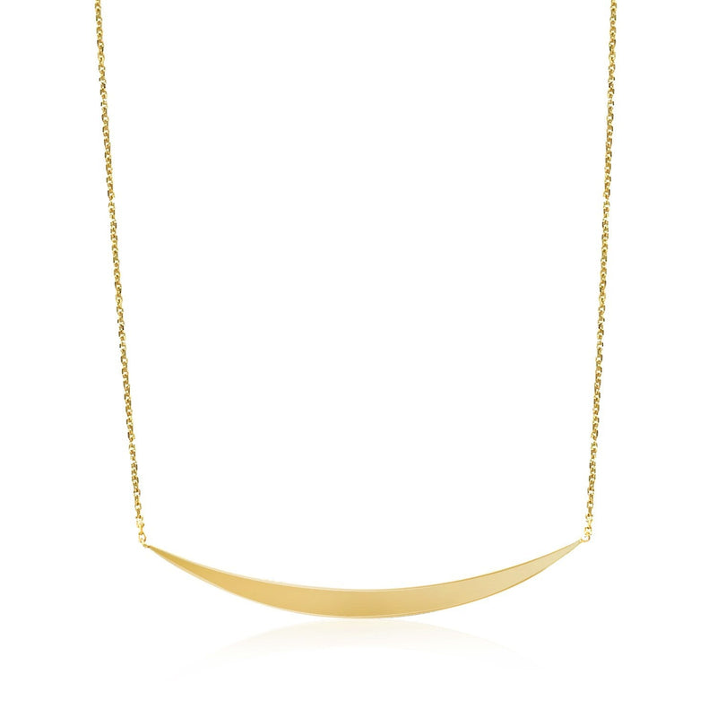 Bids.com 14k Yellow Gold Necklace with Polished Curved Bar Pendant Necklaces
