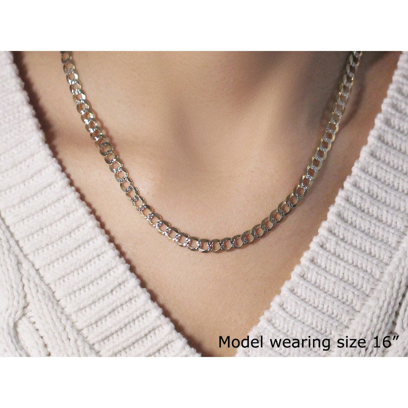 Bids.com 5.7mm 14k Two Tone Gold Pave Curb Chain Necklaces