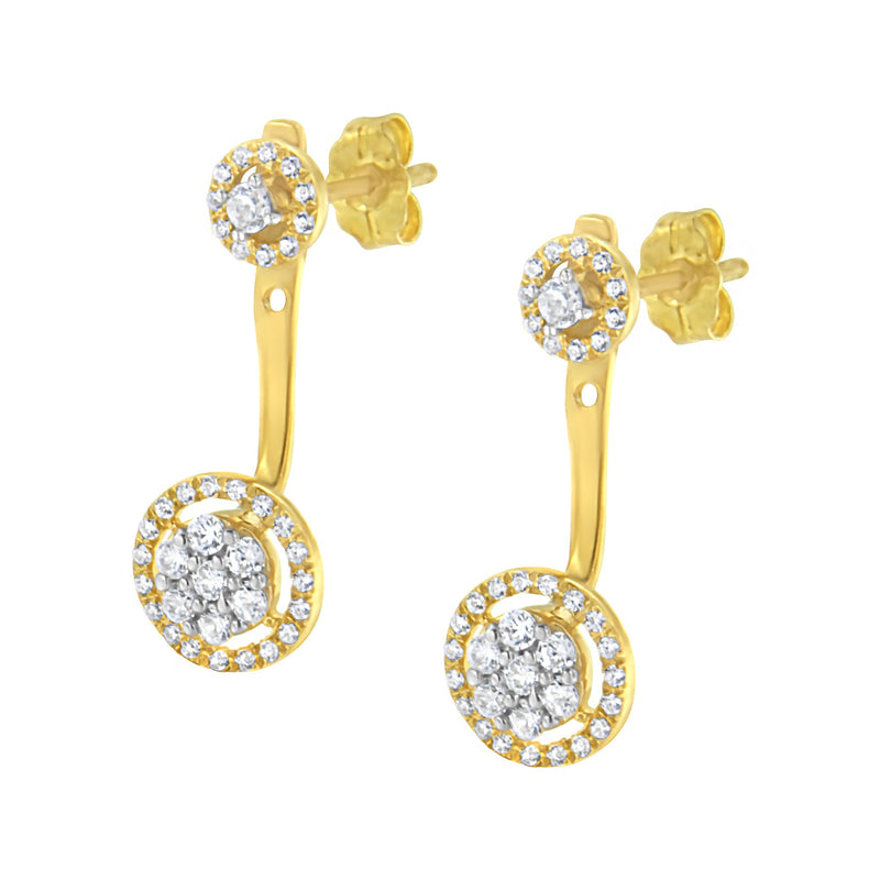 Bids.com 14K Yellow Gold Plated .925 Sterling Silver 5/8 Cttw Diamond Removable Stud and Dangle Earrings (I-J Color, I2-I3) Earrings
