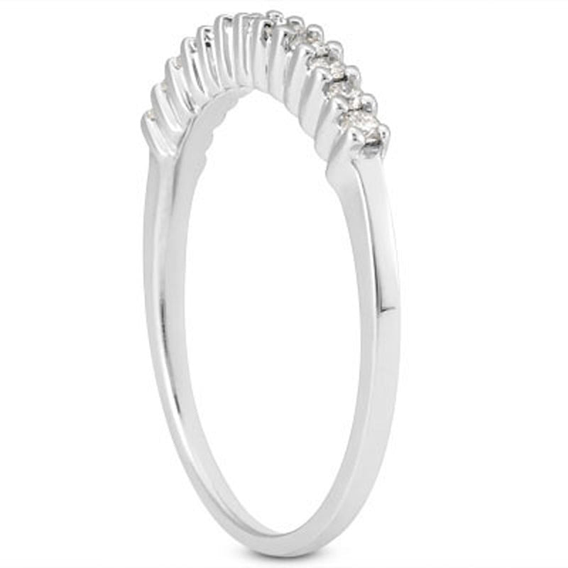 Bids.com 14k White Gold Raised Shared Prong Diamond Wedding Ring Band Rings