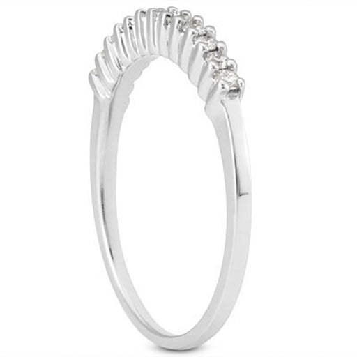 Bids.com 14k White Gold Raised Shared Prong Diamond Wedding Ring Band Rings