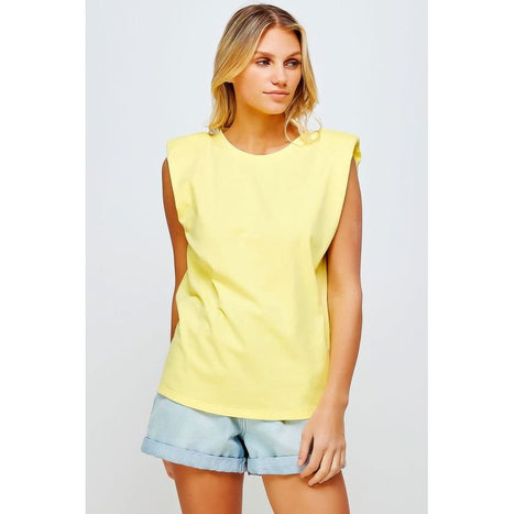 Knit Crew Neck Shoulder Pad Muscle Tee