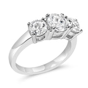 Bids.com 14K White Gold 2.00 Cttw Lab Grown Diamond 3 Stone Ring Band (F-G Color, VS1-VS2 Clarity) - Ring Size 7 Rings