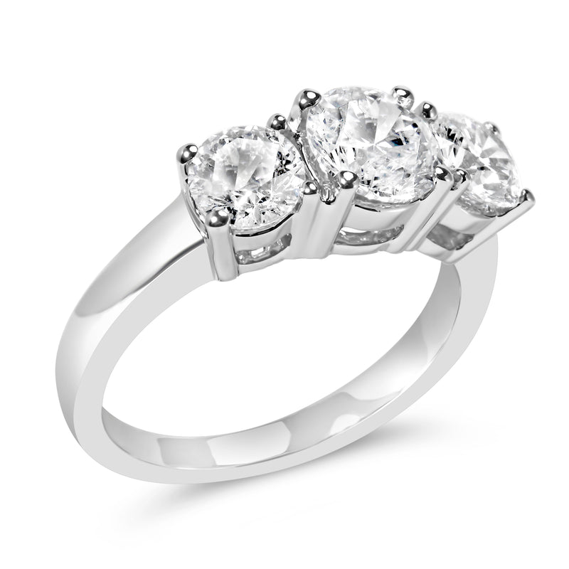 Bids.com 14K White Gold 2.00 Cttw Lab Grown Diamond 3 Stone Ring Band (F-G Color, VS1-VS2 Clarity) - Ring Size 7 Rings