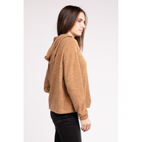 Hooded Brushed Melange Hacci Sweater