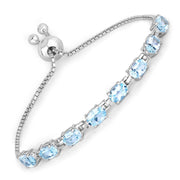 Bids.com 7.60 Carat Genuine Blue Topaz .925 Sterling Silver Bracelet Bracelets