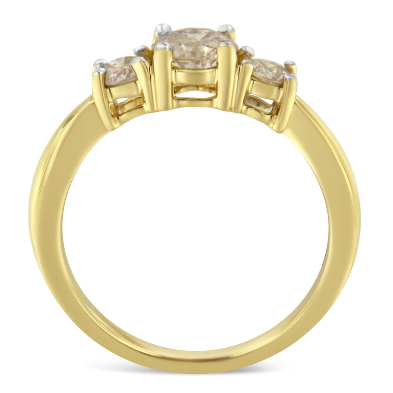 Bids.com 10K Yellow Gold Three Stone Diamond Band Ring (1.00 cttw, J-K Color, I2-I3 Clarity) Rings