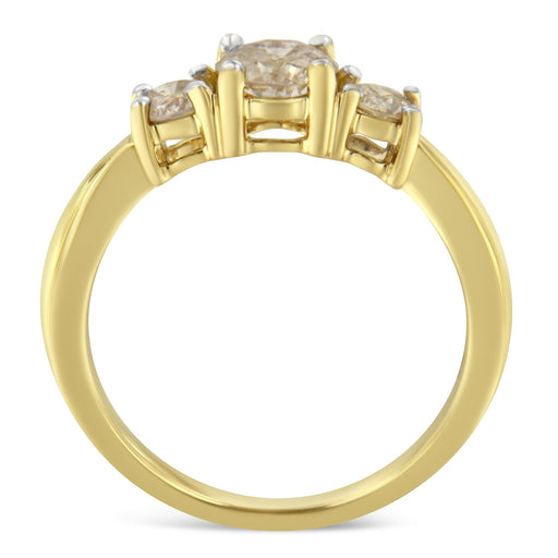 Bids.com 10K Yellow Gold Three Stone Diamond Band Ring (1.00 cttw, J-K Color, I2-I3 Clarity) Rings