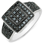 Bids.com 0.77 Carat Genuine Black Diamond .925 Sterling Silver Ring Rings