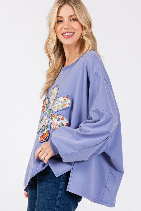 Flower Patch Dropped Shoulder Oversize Top